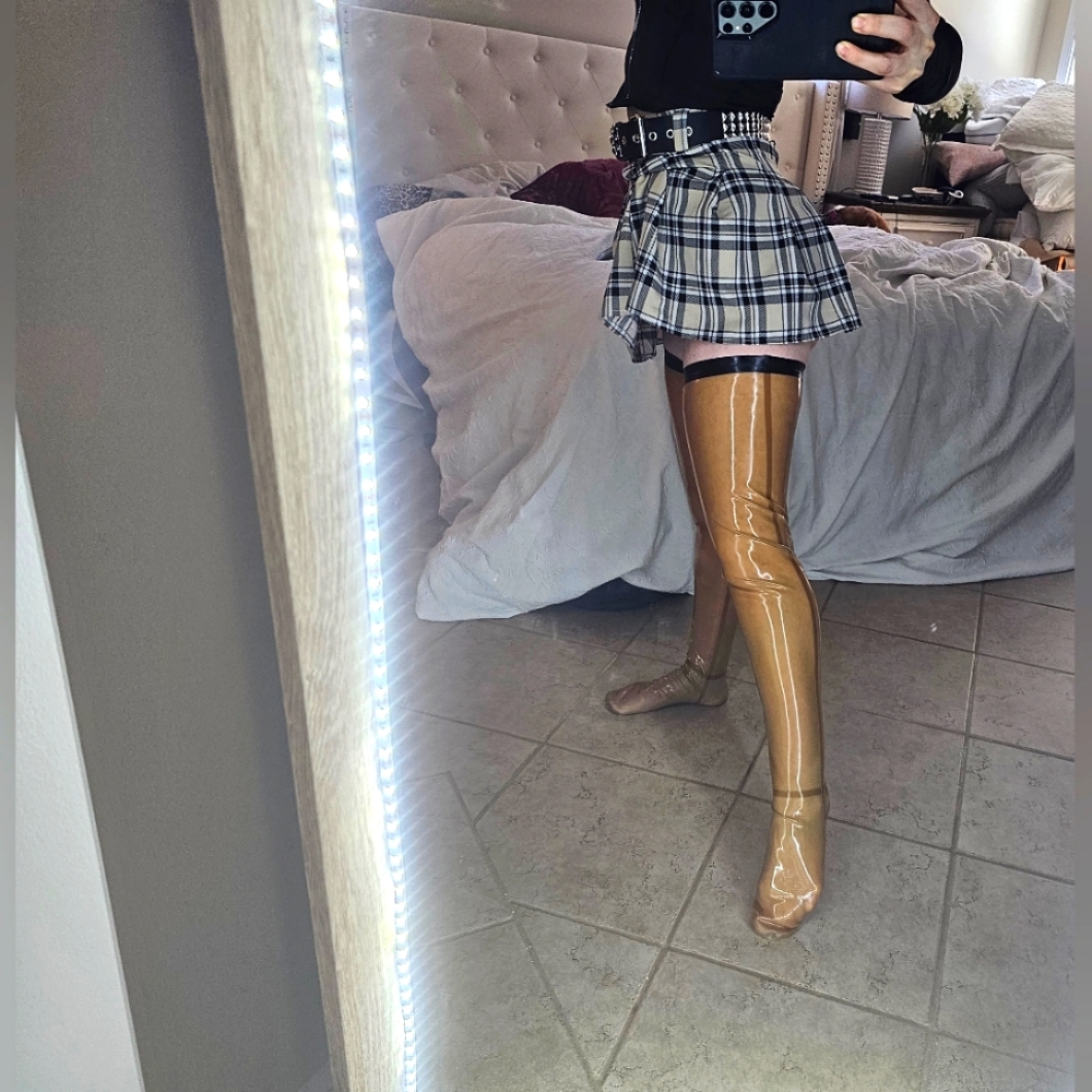 100% Real Latex Thigh High Stockings